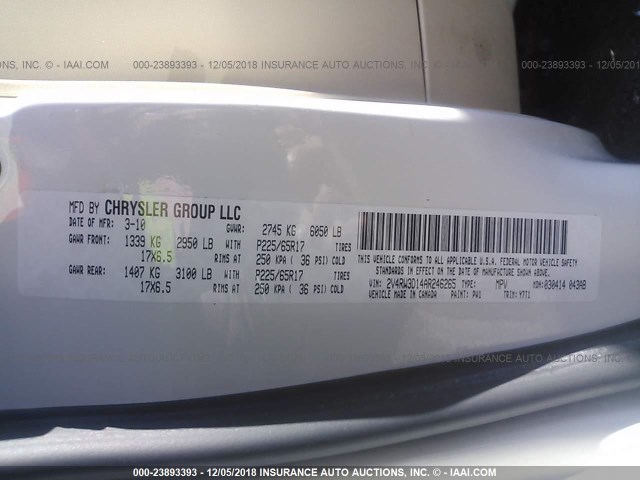 2V4RW3D14AR246265 - 2010 VOLKSWAGEN ROUTAN SE WHITE photo 9