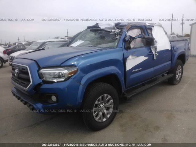 3TMAZ5CN2GM013337 - 2016 TOYOTA TACOMA DBL CAB/SR5/TRD SPORT/OR BLUE photo 2