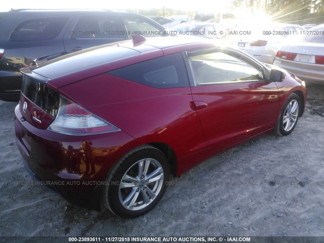 JHMZF1C45BS012158 - 2011 HONDA CR-Z RED photo 4