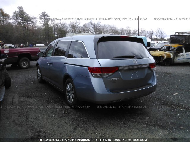 5FNRL5H61EB128146 - 2014 HONDA ODYSSEY EXL BLUE photo 3