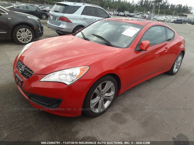 KMHHT6KD6AU018781 - 2010 HYUNDAI GENESIS COUPE 2.0T RED photo 2