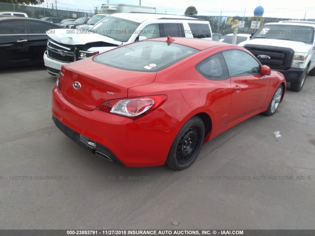 KMHHT6KD6AU018781 - 2010 HYUNDAI GENESIS COUPE 2.0T RED photo 4