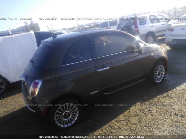 3C3CFFCR6CT127839 - 2012 FIAT 500 LOUNGE BROWN photo 4