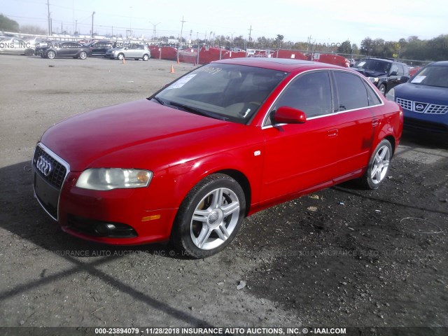 WAUDF78E08A060338 - 2008 AUDI A4 2.0T QUATTRO RED photo 2