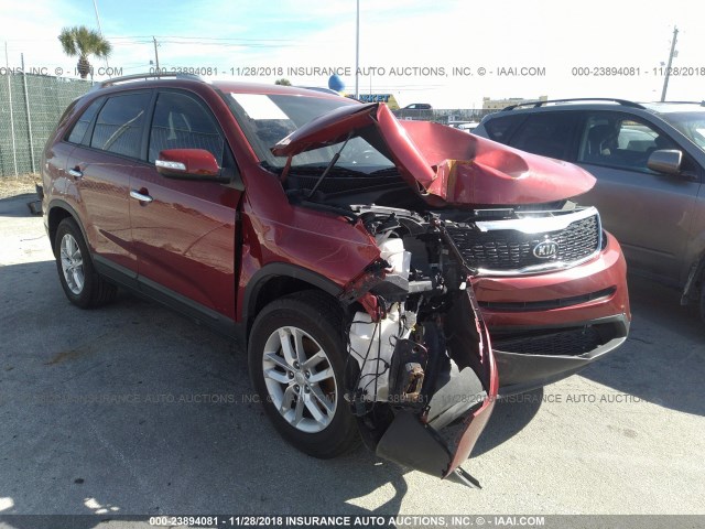 5XYKT3A69EG549556 - 2014 KIA SORENTO LX BURGUNDY photo 1