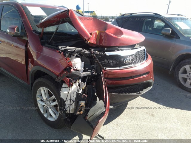 5XYKT3A69EG549556 - 2014 KIA SORENTO LX BURGUNDY photo 6