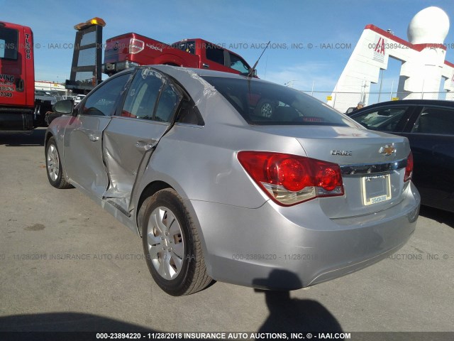 1G1PC5SH9C7209053 - 2012 CHEVROLET CRUZE SILVER photo 3