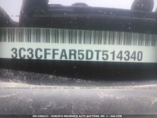 3C3CFFAR5DT514340 - 2013 FIAT 500 TEAL photo 9
