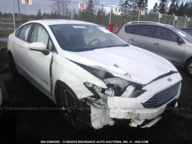 3FA6P0LU5JR269543 - 2018 FORD FUSION SE HYBRID WHITE photo 1