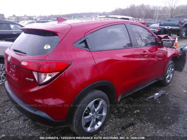 3CZRU6H50HM708105 - 2017 HONDA HR-V EX RED photo 4