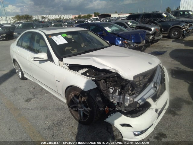 WDDGF4HBXCA629957 - 2012 MERCEDES-BENZ C 250 WHITE photo 1