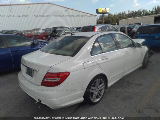 WDDGF4HBXCA629957 - 2012 MERCEDES-BENZ C 250 WHITE photo 4