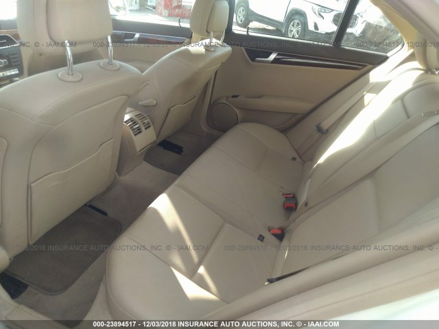 WDDGF4HBXCA629957 - 2012 MERCEDES-BENZ C 250 WHITE photo 8