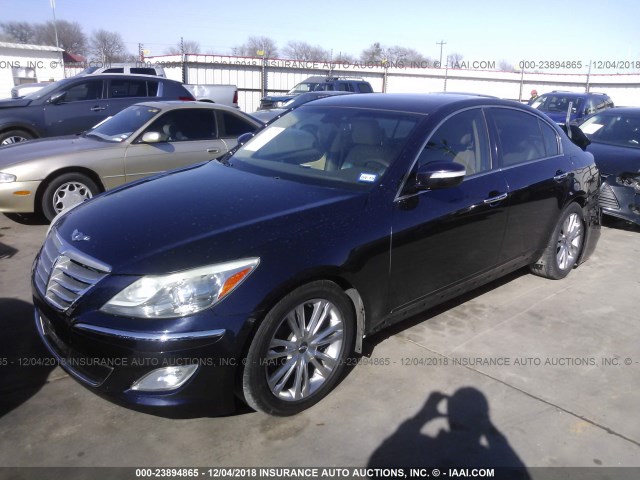 KMHGC4DD5CU211780 - 2012 HYUNDAI GENESIS 3.8L BLUE photo 2