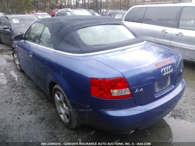 WAUAC48HX4K000415 - 2004 AUDI A4 1.8 CABRIOLET BLUE photo 3