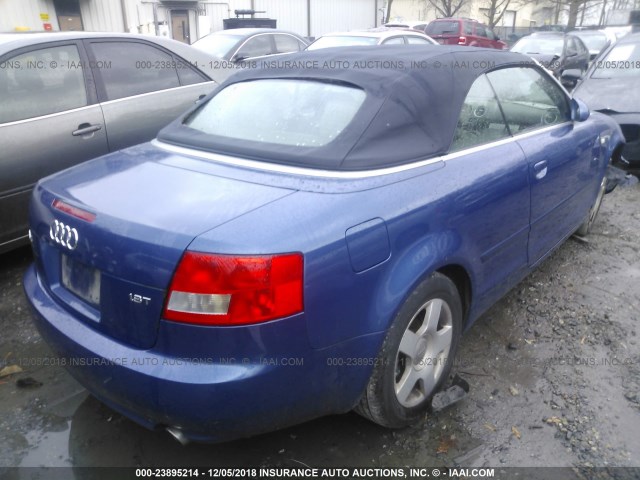 WAUAC48HX4K000415 - 2004 AUDI A4 1.8 CABRIOLET BLUE photo 4