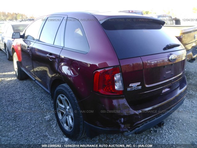 2FMDK3JC5DBA68574 - 2013 FORD EDGE SEL RED photo 3