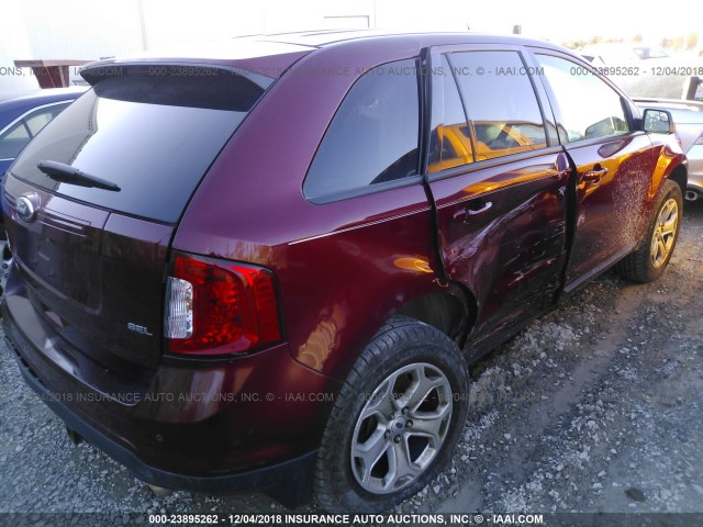 2FMDK3JC5DBA68574 - 2013 FORD EDGE SEL RED photo 4