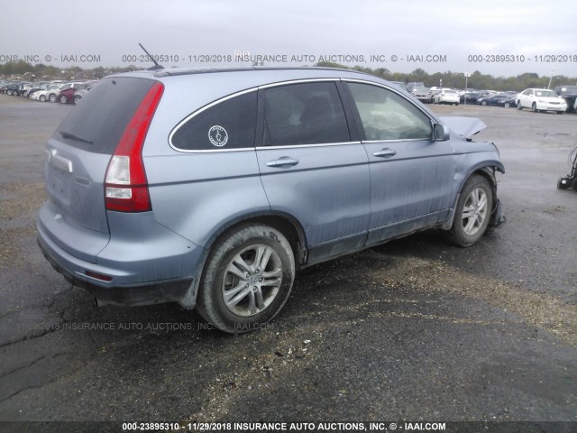 5J6RE3H76BL016422 - 2011 HONDA CR-V EXL Light Blue photo 4