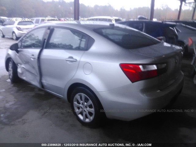 KNADM4A33F6507113 - 2015 KIA RIO LX SILVER photo 3