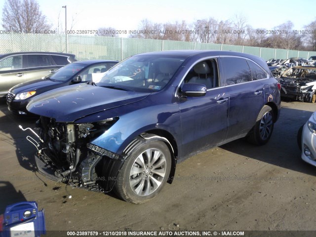 5FRYD4H69GB051711 - 2016 ACURA MDX TECHNOLOGY BLUE photo 2