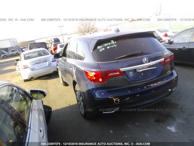 5FRYD4H69GB051711 - 2016 ACURA MDX TECHNOLOGY BLUE photo 3