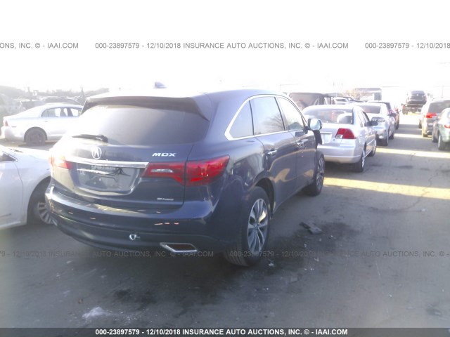 5FRYD4H69GB051711 - 2016 ACURA MDX TECHNOLOGY BLUE photo 4