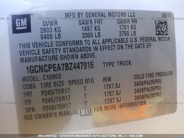 1GCNCPEA7BZ447916 - 2011 CHEVROLET SILVERADO C1500 WHITE photo 6