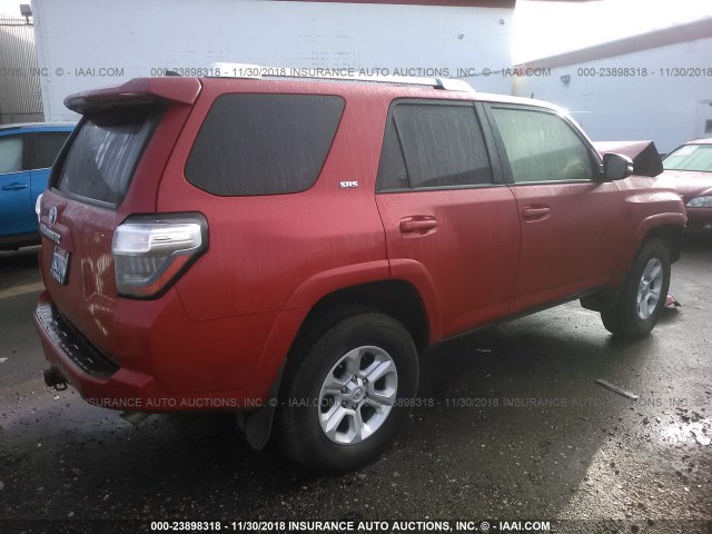 JTEBU5JR4G5388172 - 2016 TOYOTA 4RUNNER SR5 PREM/LTDL/TRAIL/TRD RED photo 4