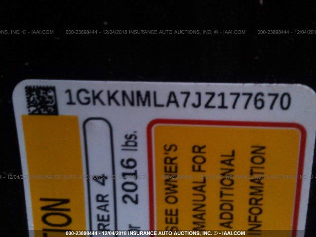 1GKKNMLA7JZ177670 - 2018 GMC ACADIA SLT-1 GRAY photo 9