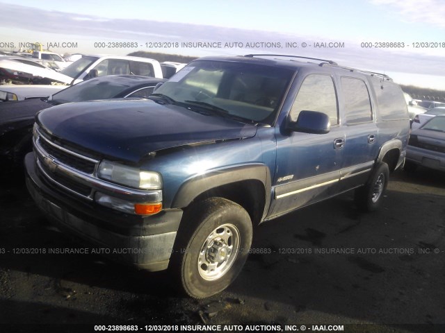 3GNGC26U91G115969 - 2001 CHEVROLET SUBURBAN C2500 BLUE photo 2