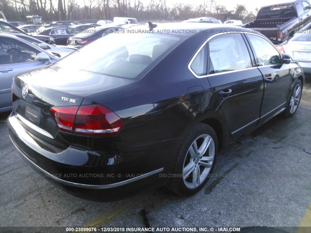 1VWBN7A3XDC103679 - 2013 VOLKSWAGEN PASSAT SE BLACK photo 4