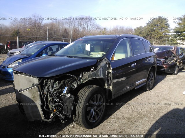 5N1CL0MM3EC522866 - 2014 INFINITI QX60 HYBRID Dark Blue photo 2