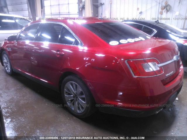 1FAHP2FW0CG133302 - 2012 FORD TAURUS LIMITED RED photo 3