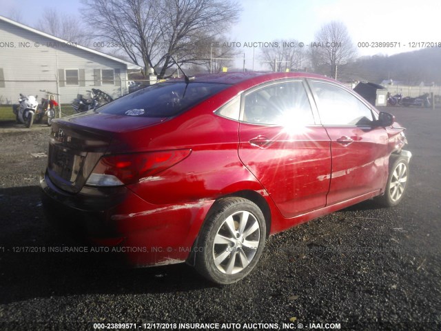 KMHCU4AE7CU244773 - 2012 HYUNDAI ACCENT GLS/GS/SE RED photo 4