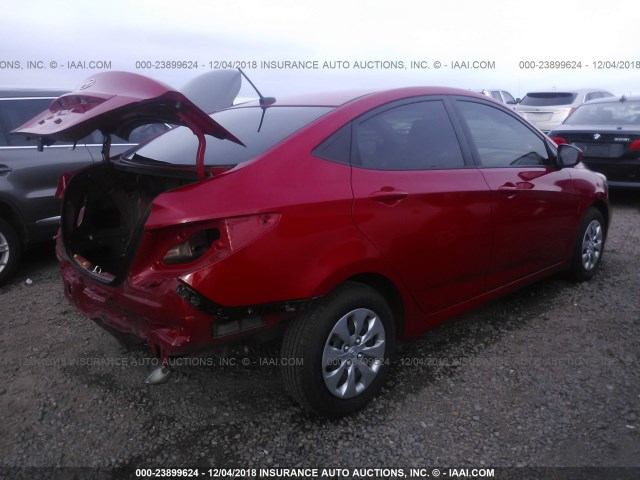 KMHCT4AE9HU229749 - 2017 HYUNDAI ACCENT SE RED photo 4