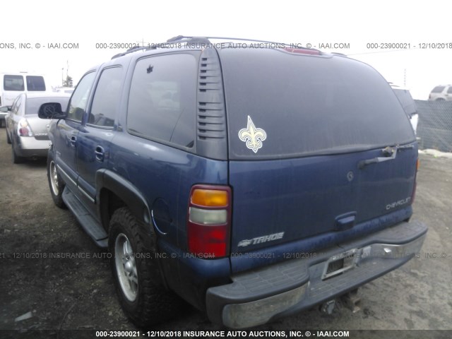 1GNEK13TX1J303429 - 2001 CHEVROLET TAHOE K1500 BLUE photo 3