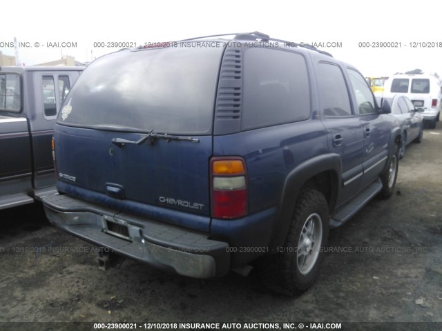 1GNEK13TX1J303429 - 2001 CHEVROLET TAHOE K1500 BLUE photo 4