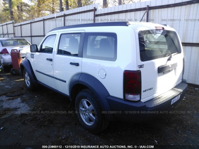 1D8GT28K47W727934 - 2007 DODGE NITRO SXT WHITE photo 3