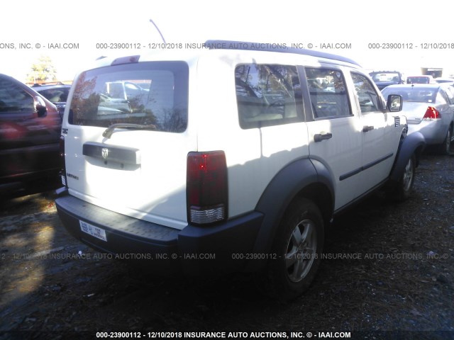 1D8GT28K47W727934 - 2007 DODGE NITRO SXT WHITE photo 4