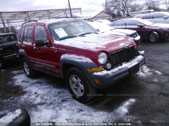 1J4GL48KX5W626446 - 2005 JEEP LIBERTY SPORT RED photo 1