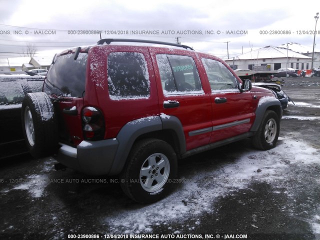 1J4GL48KX5W626446 - 2005 JEEP LIBERTY SPORT RED photo 4