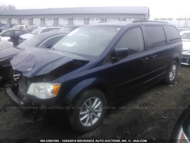 2C4RDGCG4DR568275 - 2013 DODGE GRAND CARAVAN SXT BLUE photo 2