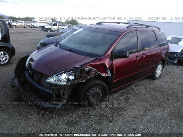 5TDZK23C98S128782 - 2008 TOYOTA SIENNA CE/LE RED photo 2