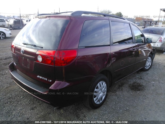 5TDZK23C98S128782 - 2008 TOYOTA SIENNA CE/LE RED photo 4