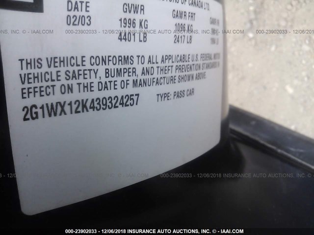 2G1WX12K439324257 - 2003 CHEVROLET MONTE CARLO SS ლურჯი ფოტო 9