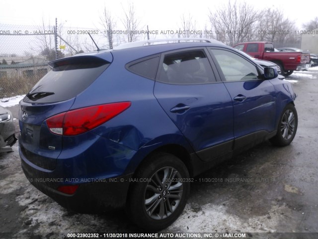 KM8JUCAG3EU794820 - 2014 HYUNDAI Tucson GLS/LIMITED/SE BLUE photo 4