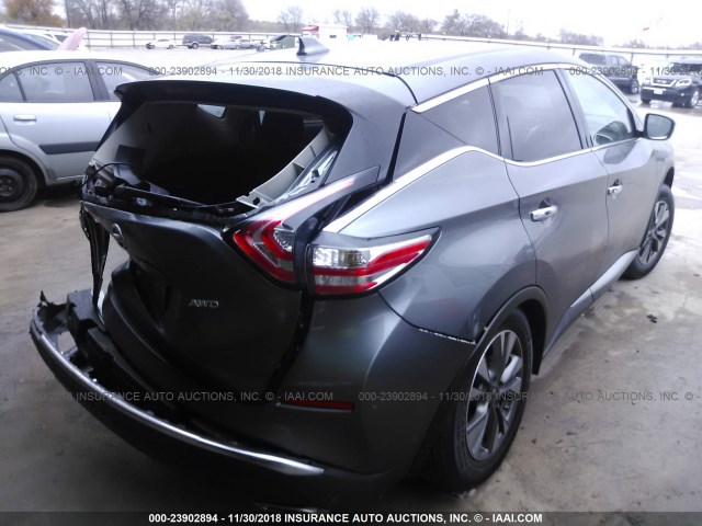 5N1AZ2MH7JN161239 - 2018 NISSAN MURANO S/SL/SV/PLATINUM GRAY photo 4