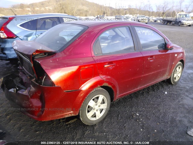 KL1TD56607B116069 - 2007 CHEVROLET AVEO LS RED photo 4