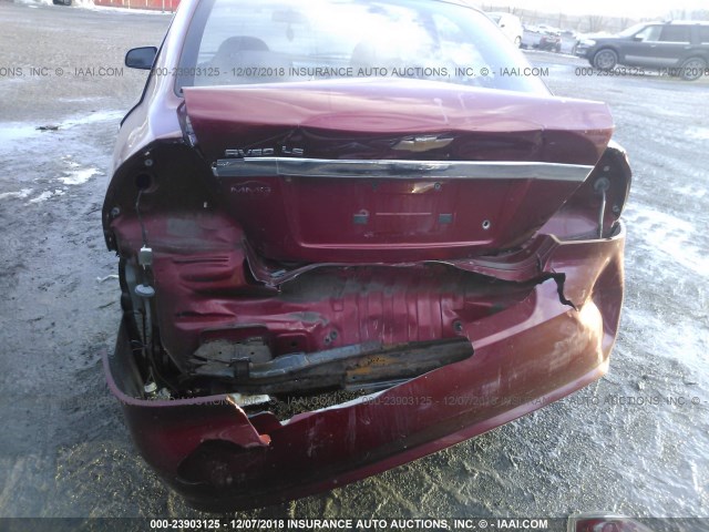 KL1TD56607B116069 - 2007 CHEVROLET AVEO LS RED photo 6